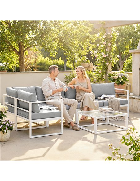 Outsunny 5 Seater Aluminium Garden Furniture Set, Garden Sofa Set with Thick Cushions for Patio and Balcony, Outdoor, Light Grey - pic 181335 | FastDaddyshop