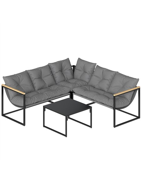Outsunny 4 Piece Garden Furniture Set with Thick Cushions and Coffee Table, Patio Conversation Set for Porch, Balcony, Deck, Gre - pic 181337 | FastDaddyshop