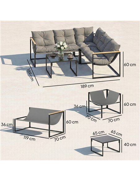 Outsunny 4 Piece Garden Furniture Set with Thick Cushions and Coffee Table, Patio Conversation Set for Porch, Balcony, Deck, Gre - pic 181339 | FastDaddyshop