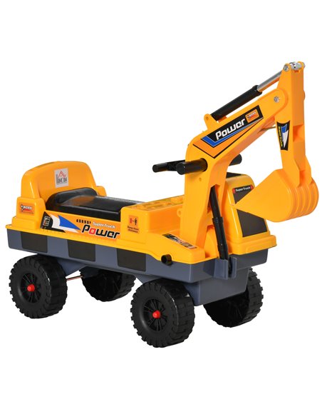 HOMCOM 2+ Kids Excavator with Detachable Digging Bucket and Music, Yellow - pic 18134 | FastDaddyshop