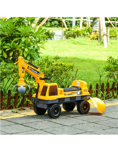 HOMCOM 2+ Kids Excavator with Detachable Digging Bucket and Music, Yellow