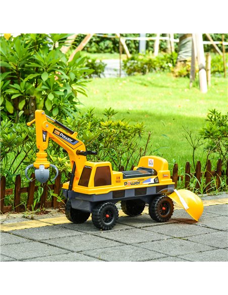 HOMCOM 2+ Kids Excavator with Detachable Digging Bucket and Music, Yellow - pic 18135 | FastDaddyshop