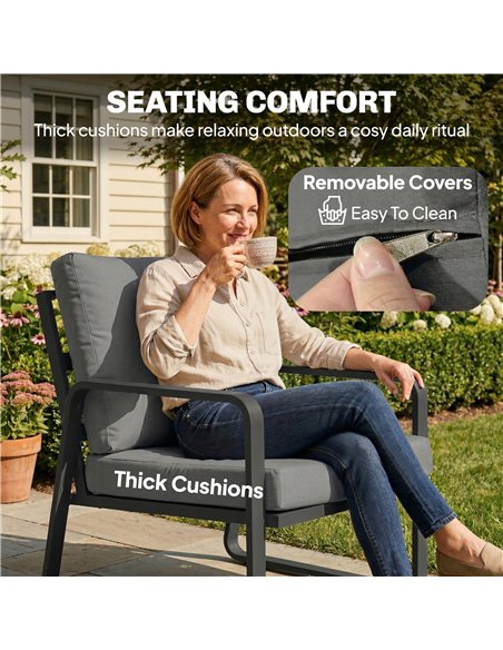 Outsunny 4 Piece Garden Furniture Set, Outdoor Sofa Set with Loveseat, 2 Armchairs, Coffee Table and Cushions - pic 181351 | FastDaddyshop