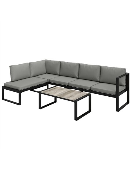 Outsunny 4 Piece Garden Furniture Set, Garden Sofa Set with 2 Loveseats, Armless Chair, Coffee Table for Balcony, Dark Grey - pic 181355 | FastDaddyshop