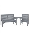 Outsunny Wooden Garden Furniture Set with Parasol Hole, 1 Chair, 1 Bench and Detachable Table, Grey Embossed Finish