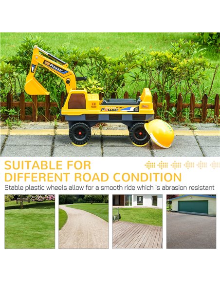 HOMCOM 2+ Kids Excavator with Detachable Digging Bucket and Music, Yellow - pic 18137 | FastDaddyshop