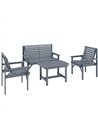 Outsunny 4 Piece Wooden Garden Furniture Set, Outdoor Garden Sofa Set with 2 Armchairs, Loveseat and Coffee Table, Grey