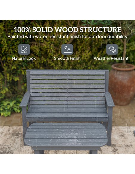 Outsunny 4 Piece Wooden Garden Furniture Set, Outdoor Garden Sofa Set with 2 Armchairs, Loveseat and Coffee Table, Grey - pic 181377 | FastDaddyshop