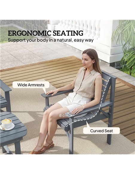 Outsunny 4 Piece Wooden Garden Furniture Set, Outdoor Garden Sofa Set with 2 Armchairs, Loveseat and Coffee Table, Grey - pic 181378 | FastDaddyshop