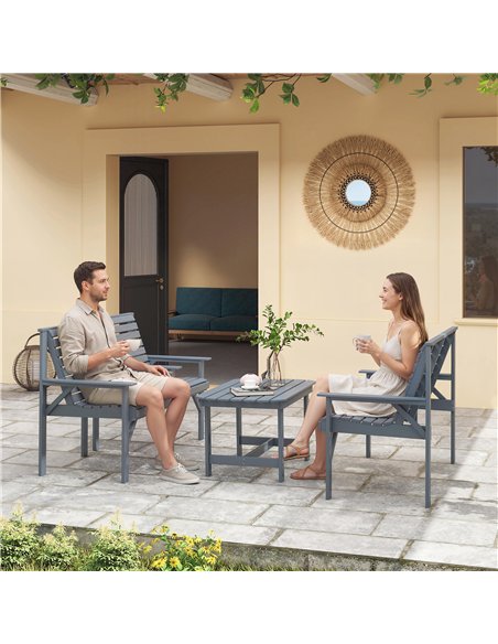 Outsunny 4 Piece Wooden Garden Furniture Set, Outdoor Garden Sofa Set with 2 Armchairs, Loveseat and Coffee Table, Grey - pic 181381 | FastDaddyshop