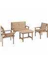 Outsunny 4 Piece Wooden Garden Furniture Set, Outdoor Garden Sofa Set with 2 Armchairs, Loveseat and Coffee Table, Natural Wood