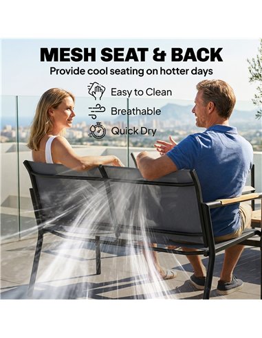 Outsunny 4 Seater Garden Furniture Set with Loveseat, Armchairs, Table, Metal Garden Sofa Set with Breathable Seats, Grey