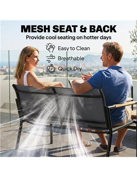 Outsunny 4 Seater Garden Furniture Set with Loveseat, Armchairs, Table, Metal Garden Sofa Set with Breathable Seats, Grey - pic 181404 | FastDaddyshop