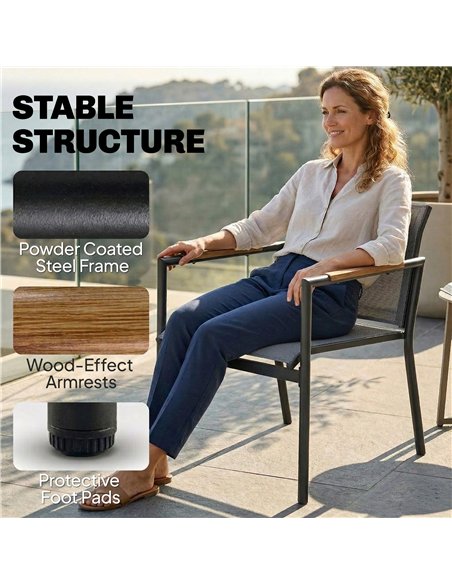 Outsunny 4 Seater Garden Furniture Set with Loveseat, Armchairs, Table, Metal Garden Sofa Set with Breathable Seats, Grey - pic 181405 | FastDaddyshop