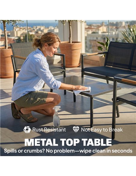 Outsunny 4 Seater Garden Furniture Set with Loveseat, Armchairs, Table, Metal Garden Sofa Set with Breathable Seats, Grey - pic 181406 | FastDaddyshop
