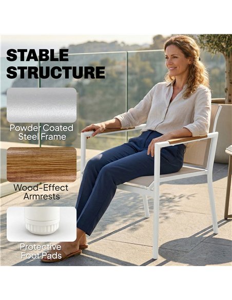 Outsunny 4 Seater Garden Furniture Set with Loveseat, Armchairs, Table, Metal Garden Sofa Set with Breathable Seats, Khaki - pic 181414 | FastDaddyshop