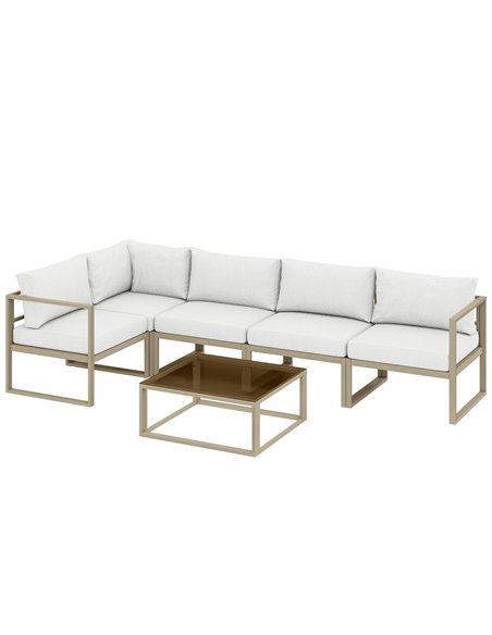 Outsunny 5 Seater Aluminium Garden Furniture Set, Garden Sofa Set with Thick Cushions for Patio and Balcony, Outdoor, White - pic 181418 | FastDaddyshop