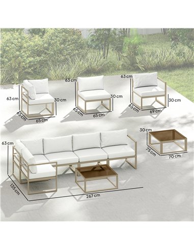 Outsunny 5 Seater Aluminium Garden Furniture Set, Garden Sofa Set with Thick Cushions for Patio and Balcony, Outdoor, White