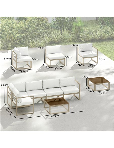 Outsunny 5 Seater Aluminium Garden Furniture Set, Garden Sofa Set with Thick Cushions for Patio and Balcony, Outdoor, White - pic 181420 | FastDaddyshop