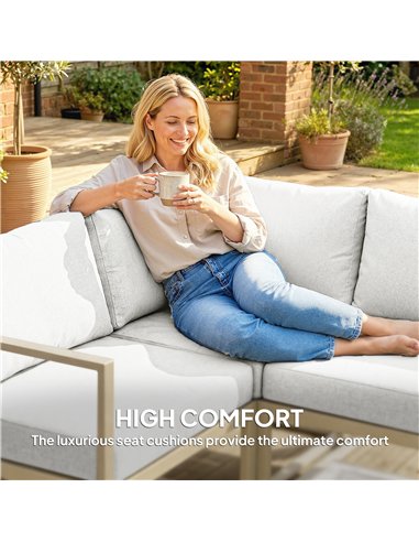 Outsunny 5 Seater Aluminium Garden Furniture Set, Garden Sofa Set with Thick Cushions for Patio and Balcony, Outdoor, White