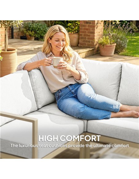 Outsunny 5 Seater Aluminium Garden Furniture Set, Garden Sofa Set with Thick Cushions for Patio and Balcony, Outdoor, White - pic 181423 | FastDaddyshop