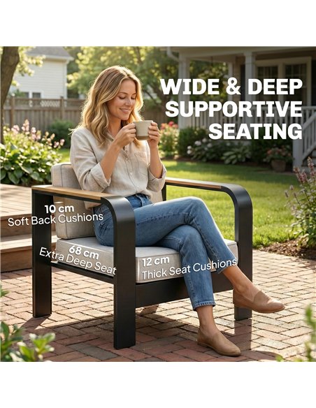 Outsunny 4 Seater Aluminium Garden Furniture Set with Olefin Cushions, Garden Sofa Set, Beige - pic 181431 | FastDaddyshop