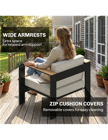 Outsunny 4 Seater Aluminium Garden Furniture Set with Olefin Cushions, Garden Sofa Set, Beige