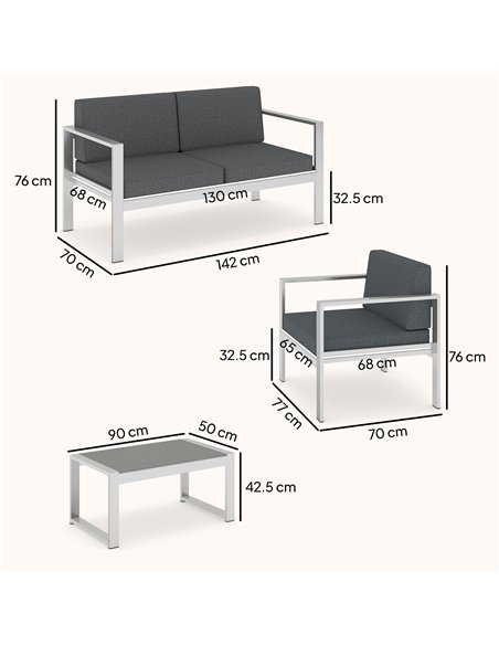 Outsunny 4 Seater Garden Furniture Set, Extra Wide Deep Garden Sofa Set with Olefin Cushions, Brushed Aluminium Frame, Dark Grey - pic 181447 | FastDaddyshop