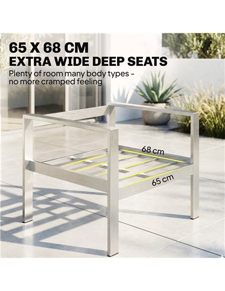 Outsunny 4 Seater Garden Furniture Set, Extra Wide Deep Garden Sofa Set with Olefin Cushions, Brushed Aluminium Frame, Dark Grey - pic 181448 | FastDaddyshop