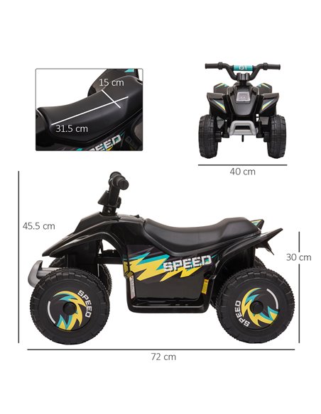 HOMCOM 18m+ Kids 6V Electric Ride on Car ATV Toy, Quad Bike with Forward Reverse, Black - pic 18145 | FastDaddyshop