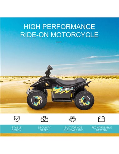 HOMCOM 18m+ Kids 6V Electric Ride on Car ATV Toy, Quad Bike with Forward Reverse, Black