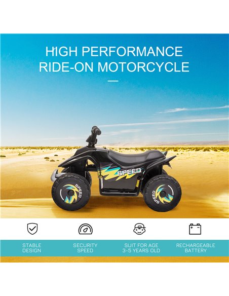HOMCOM 18m+ Kids 6V Electric Ride on Car ATV Toy, Quad Bike with Forward Reverse, Black - pic 18146 | FastDaddyshop