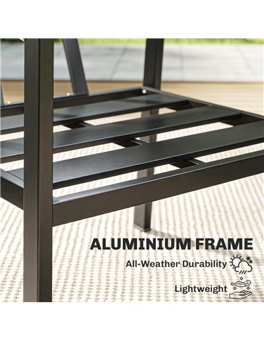 Outsunny Aluminium Garden Furniture Set, 4 Seater Outdoor Patio Furniture with Loveseat, 2 Armchairs, Slatted Table
