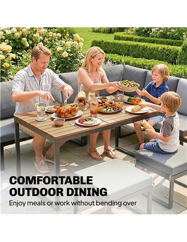 Outsunny Patio Furniture Set Modular Garden Sofa Set 6 Pieces with Dining Table for Outdoor Patio Grey