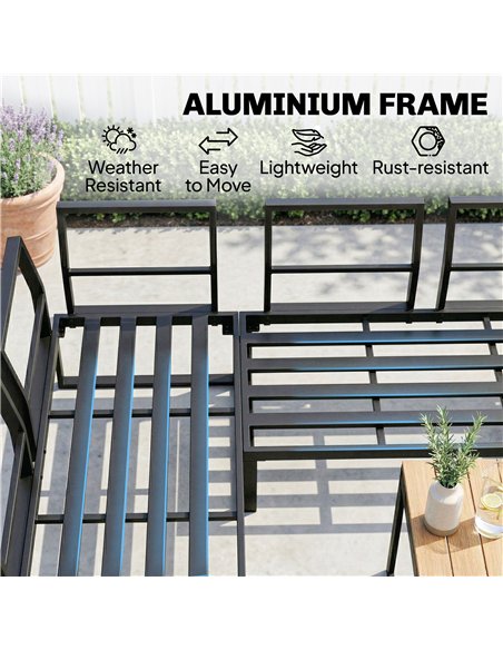 Outsunny Patio Furniture Set Modular Garden Sofa Set 6 Pieces with Dining Table for Outdoor Patio Grey - pic 181477 | FastDaddyshop