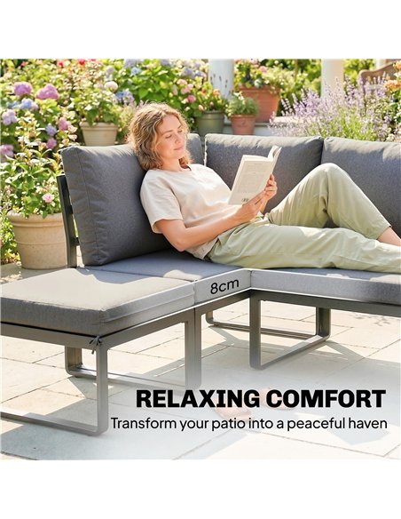 Outsunny Patio Furniture Set Modular Garden Sofa Set 6 Pieces with Dining Table for Outdoor Patio Grey - pic 181478 | FastDaddyshop