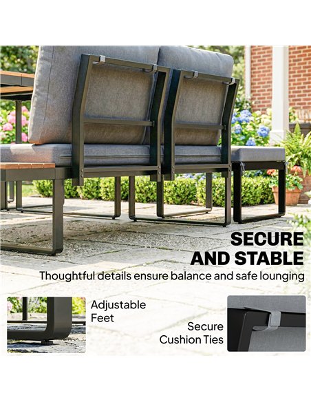 Outsunny Patio Furniture Set Modular Garden Sofa Set 6 Pieces with Dining Table for Outdoor Patio Grey - pic 181480 | FastDaddyshop