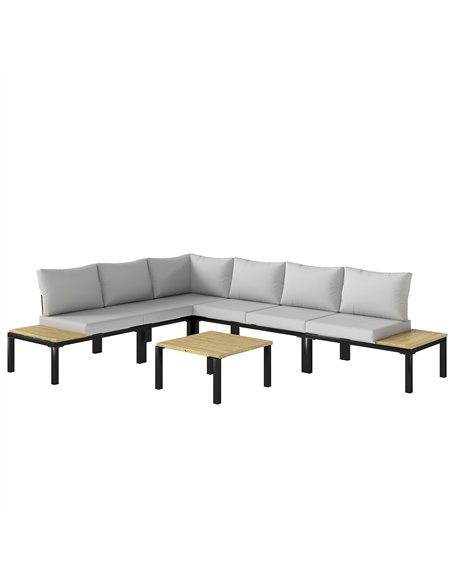 Outsunny Garden Furniture Set, 6 Piece Corner Sofa Set with Loveseat, Coffee Table, Sofa with Integrated Side Table - pic 181481 | FastDaddyshop
