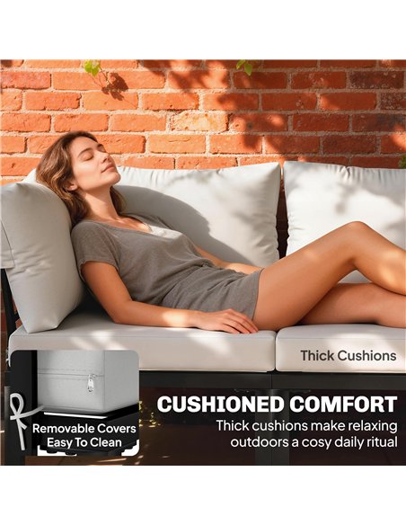 Outsunny Garden Furniture Set, 6 Piece Corner Sofa Set with Loveseat, Coffee Table, Sofa with Integrated Side Table - pic 181485 | FastDaddyshop