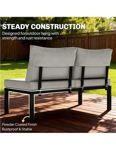 Outsunny Garden Furniture Set, 6 Piece Corner Sofa Set with Loveseat, Coffee Table, Sofa with Integrated Side Table