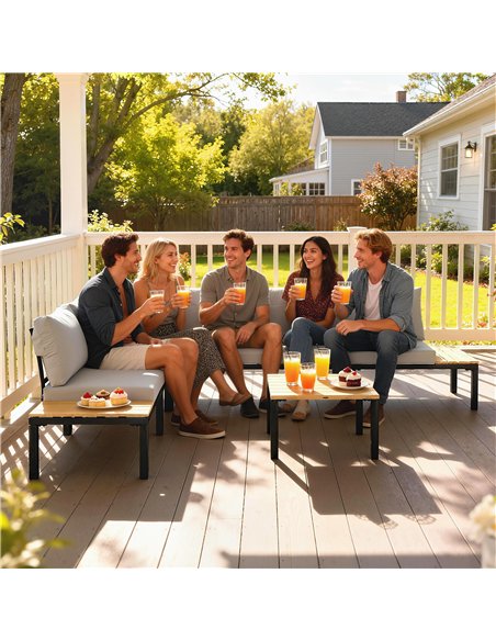 Outsunny Garden Furniture Set, 6 Piece Corner Sofa Set with Loveseat, Coffee Table, Sofa with Integrated Side Table - pic 181488 | FastDaddyshop
