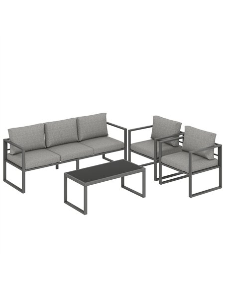 Outsunny 4 Piece Outdoor Garden Furniture Set, Patio Furniture with 3-Seater Sofa, Armchairs and Coffee Table - pic 181508 | FastDaddyshop