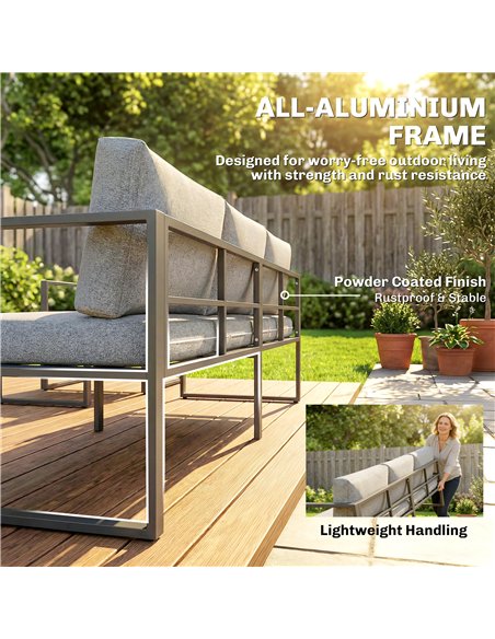Outsunny 4 Piece Outdoor Garden Furniture Set, Patio Furniture with 3-Seater Sofa, Armchairs and Coffee Table - pic 181512 | FastDaddyshop