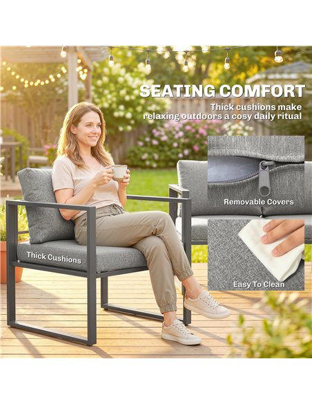 Outsunny 4 Piece Outdoor Garden Furniture Set, Patio Furniture with 3-Seater Sofa, Armchairs and Coffee Table - pic 181513 | FastDaddyshop