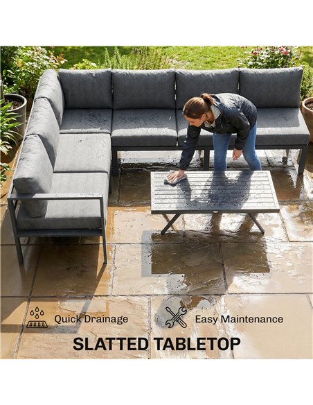 Outsunny 3 Pieces Garden Furniture Set, Aluminium Corner Lounge Set with Adjustable Backrest, Grey - pic 181524 | FastDaddyshop