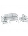 Outsunny 5 Pieces Aluminium Garden Furniture Set with Olefin Cushions, Extra Deep Outdoor Garden Sofa Set, White