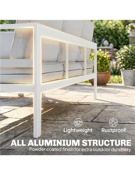 Outsunny 5 Pieces Aluminium Garden Furniture Set with Olefin Cushions, Extra Deep Outdoor Garden Sofa Set, White - pic 181531 | FastDaddyshop
