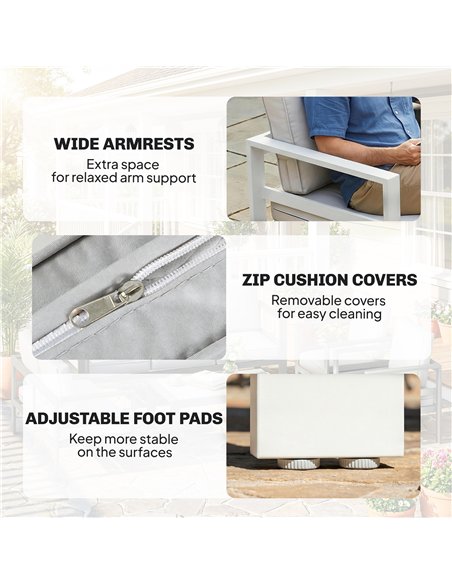Outsunny 5 Pieces Aluminium Garden Furniture Set with Olefin Cushions, Extra Deep Outdoor Garden Sofa Set, White - pic 181533 | FastDaddyshop