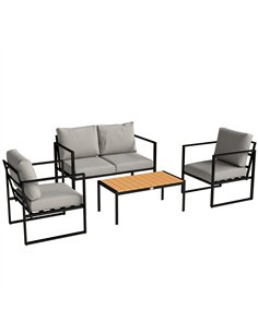 Outsunny Outdoor Garden Furniture Set, 4 Piece Patio Furniture with Slatted Table, Indoor Outdoor Balcony Patio Conservatory Set