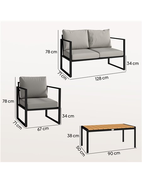 Outsunny Outdoor Garden Furniture Set, 4 Piece Patio Furniture with Slatted Table, Indoor Outdoor Balcony Patio Conservatory Set - pic 181537 | FastDaddyshop